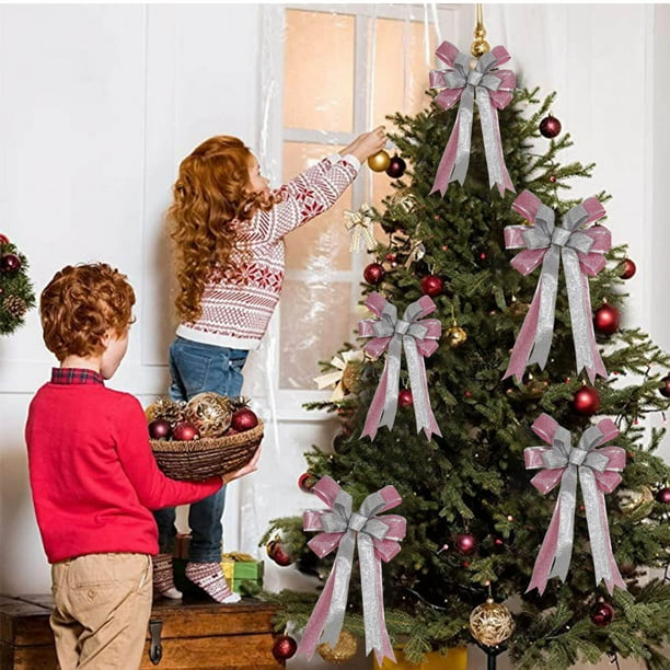 Adorno Navideño de Lazo | Colgante Rojo para Árbol de Navidad | Lazo Reutilizable con Marco de Acero Resistente a La Decoloración para Envolver Regalos | Decoración Navideña para Interiores y Exterio