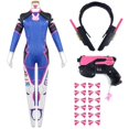 thumbnail image 3 of Overwatch-Disfraz de Cosplay de Dva para mujer, mono ajustado, peluca, auriculares, pistola, accesorios, tatuaje, pegatinas, traje, fiesta, Zentai Cos, 3 of 6