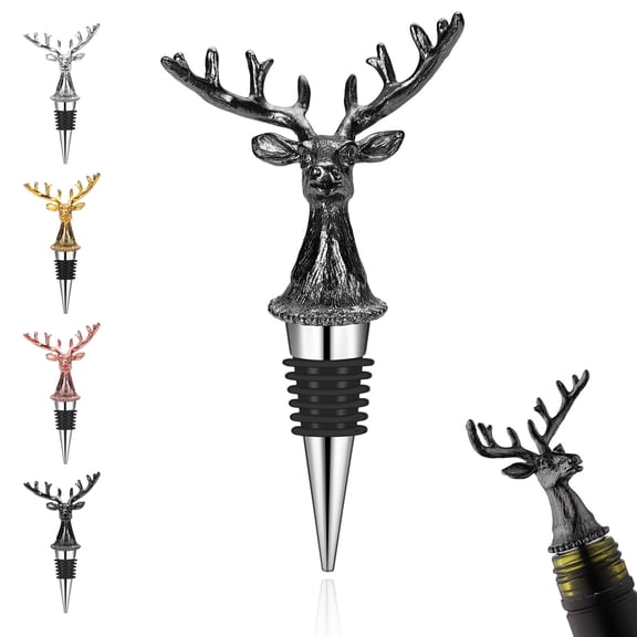 ReaNea Zinc Alloy Wine Stopper Deer Head Design Beverage Bottle Stoppers
