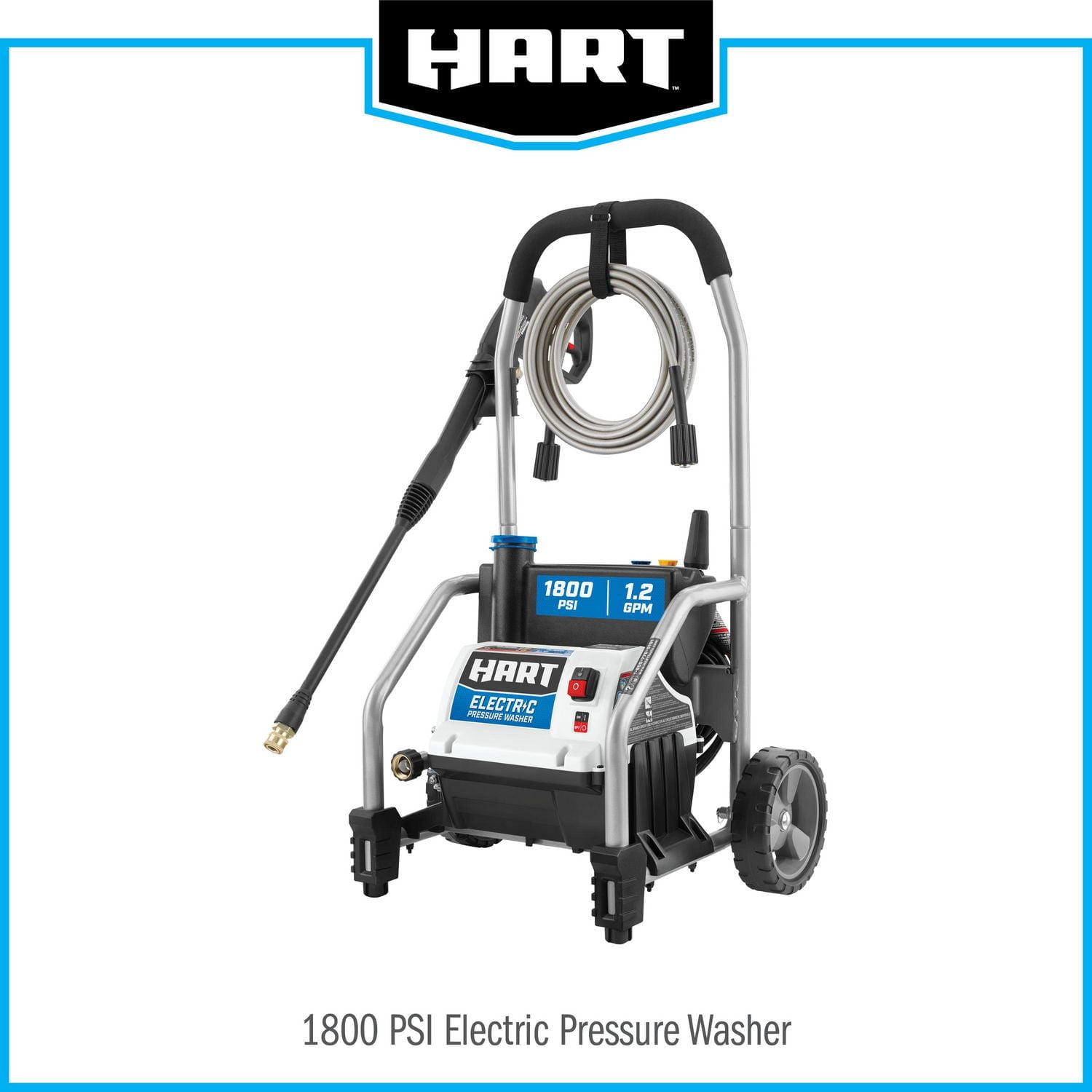 HART 1800 PSI 1.2 GPM Electric Pressure Washer, 13-amp motor generates
