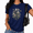 Navy Blue, variant on Cozymy Women's Botanical Roots Floral Tee Vintage Honeysuckle Bee Graphic Short Sleeve Nature Shirt