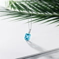 thumbnail image 3 of Gem Stone King 925 Sterling Silver Swiss Blue Topaz and White Lab Grown Diamond Pendant Necklace for Women (3.65 Cttw, Gemstone Birthstone, with 18 inch Chain), 3 of 5