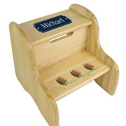 Football Natural Wood Two Step Stool