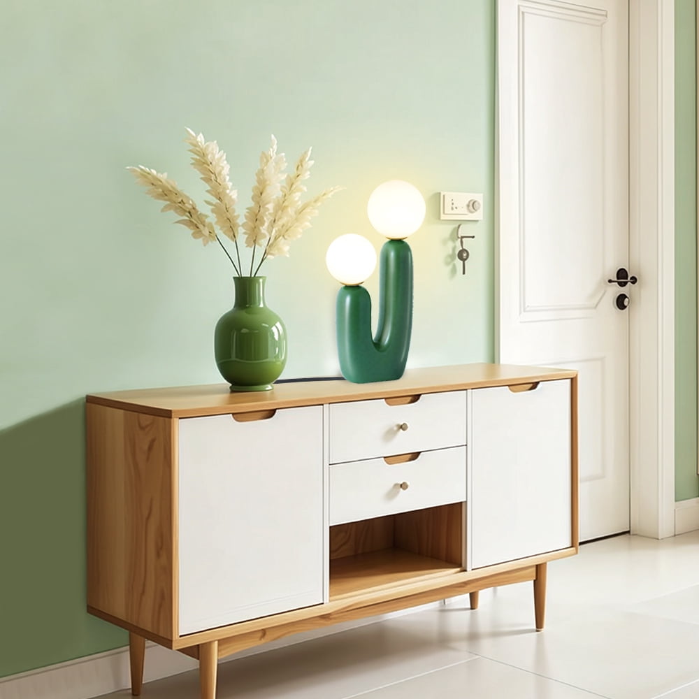 Elinkume Nightstand Lamp, Modern Cactus Lamp for Living Room, Bedroom L 5.12 inches H 15.75 inches (Green)