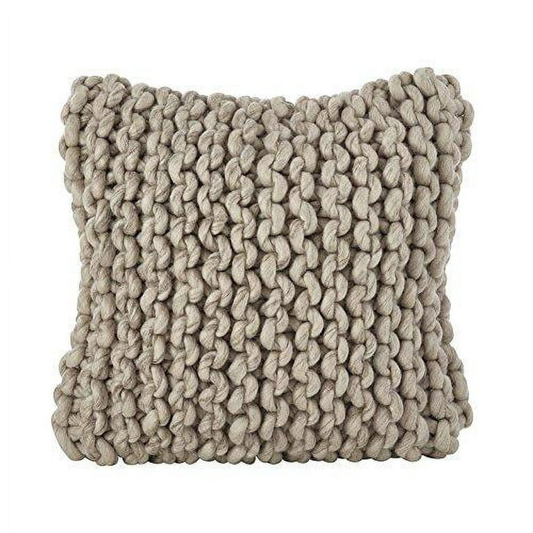 Fennco Styles Chunky Cable Knit Premium 100% Wool Woven Decorative Throw  Pillow Cover - Ivory 18 Square Cushion Case for Couch, Bedroom and Living  Room Décor 