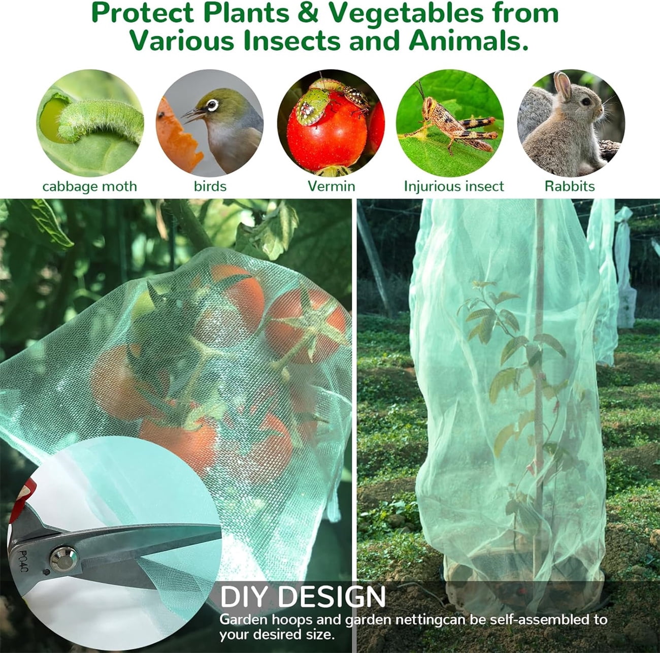 Garden Netting,Bexikou 6.56x32.8Ft Plant Covers,Ultra Fine Mesh Netting Pest Barrier,Mosquito Net for Vegetables Fruits Flowers Crops Garden