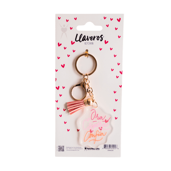 High-Quality Acrylic Keychain, Ora Espera Confía Inspirational Design