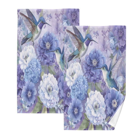 2 Pack 100% Cotton Towels Soft Absorbent Towel Set for Bathroom Beach Sports 16x28in The Melancholy Flowers with Hummingbirds