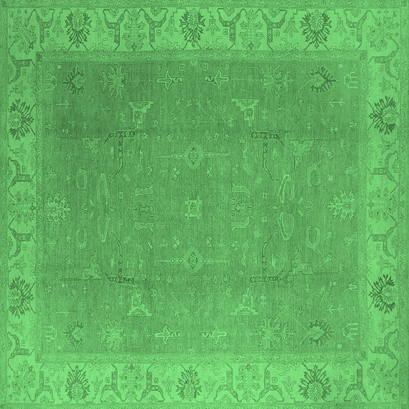 Ahgly Company Indoor Square Oriental Emerald Green Traditional Area Rugs, 4' Square