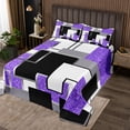 thumbnail image 2 of YST Purple Black Grey Queen Quilt Set For Girls,Geometric Sequins Coverlet Set Abstract Grids Bedspread Set Geometry Square Checkered Bed Set Soft Lightweight For All Season, 2 of 5