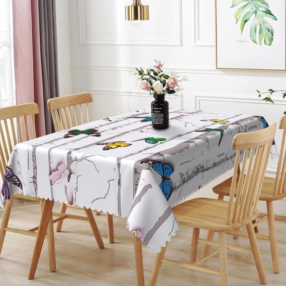 60x84inches Rectangle Tablecloth Colorful Butterfly Print Decorative Table Cloth Waterproof and Stain Resistant Table Cover for Home Kitchen Dining Room Picnic Patio Indoor Outdoor Party Use
