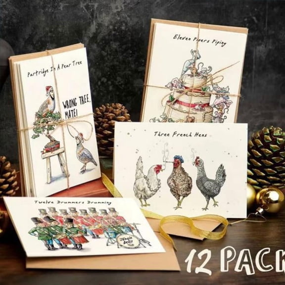 Twelve Days Of Christmas Card Set 12 Greeting Cards Set