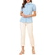thumbnail image 2 of INSPIRAR CHIC Blusas de Algodón con Cuello Peter Pan y Botones Vintage para Mujeres, Azul Claro M, 2 of 7
