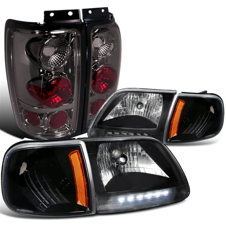 - Spec-D Tuning 1997-2002 Ford Expedition Diamond Black Headlight + Corner Lights Lamps + Smoke Tail Brake Lights (Left + Right) 97 98 99 00 01 02
