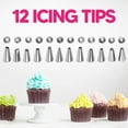 thumbnail image 4 of Piping Bags and Tips Set, BKSDUEH Reusable Cake Decorating Supplies with 2 Reusable Bags, 12 Icing Tips, 2 Silicone Rings, 2 Couplers and 3 Scrapers, Cake Baking Tools for Cookie Icing Cupcakes, 4 of 9