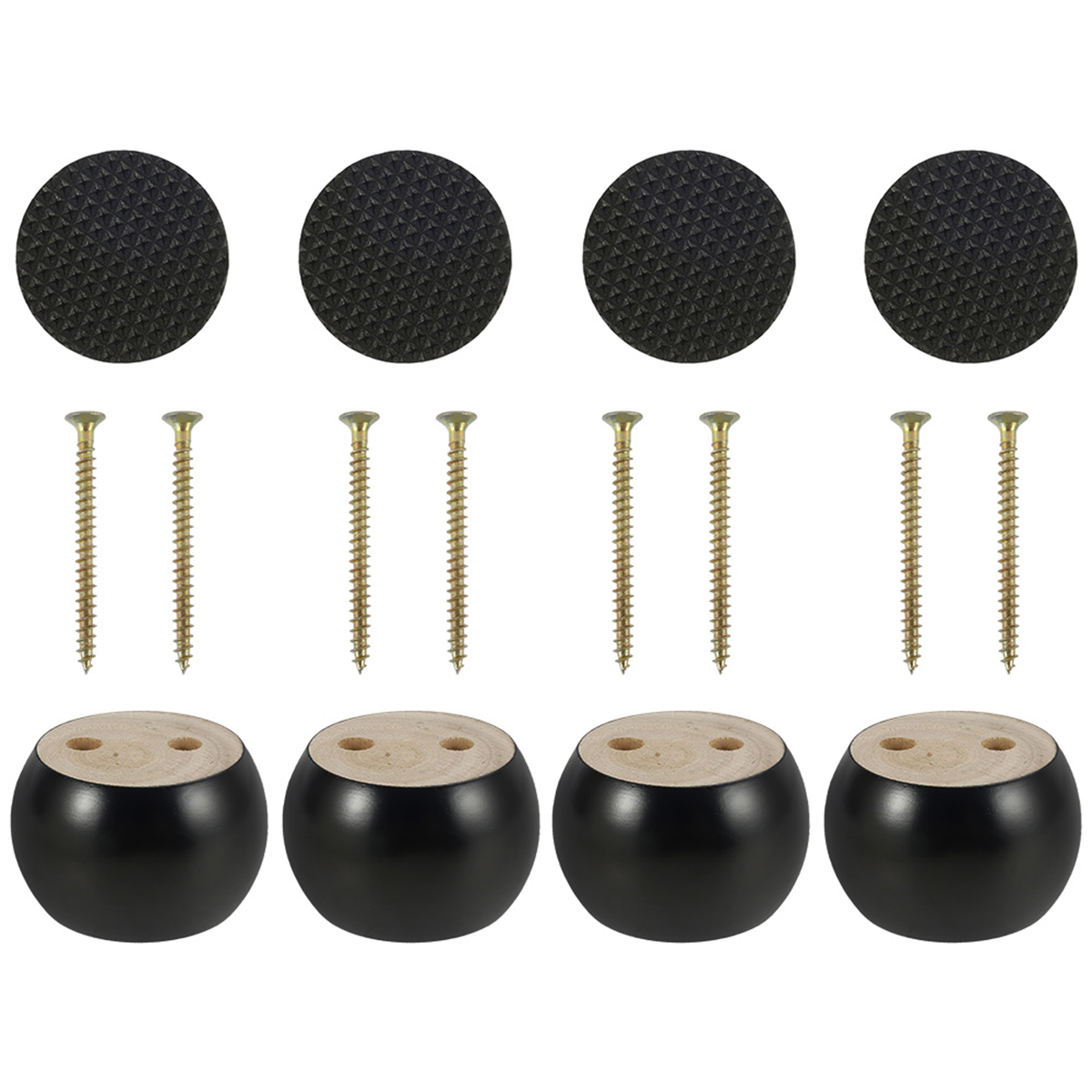 Ikoopy 4pcs Solid Wood Furniture Legs Round Shape Bun Feet Replacement