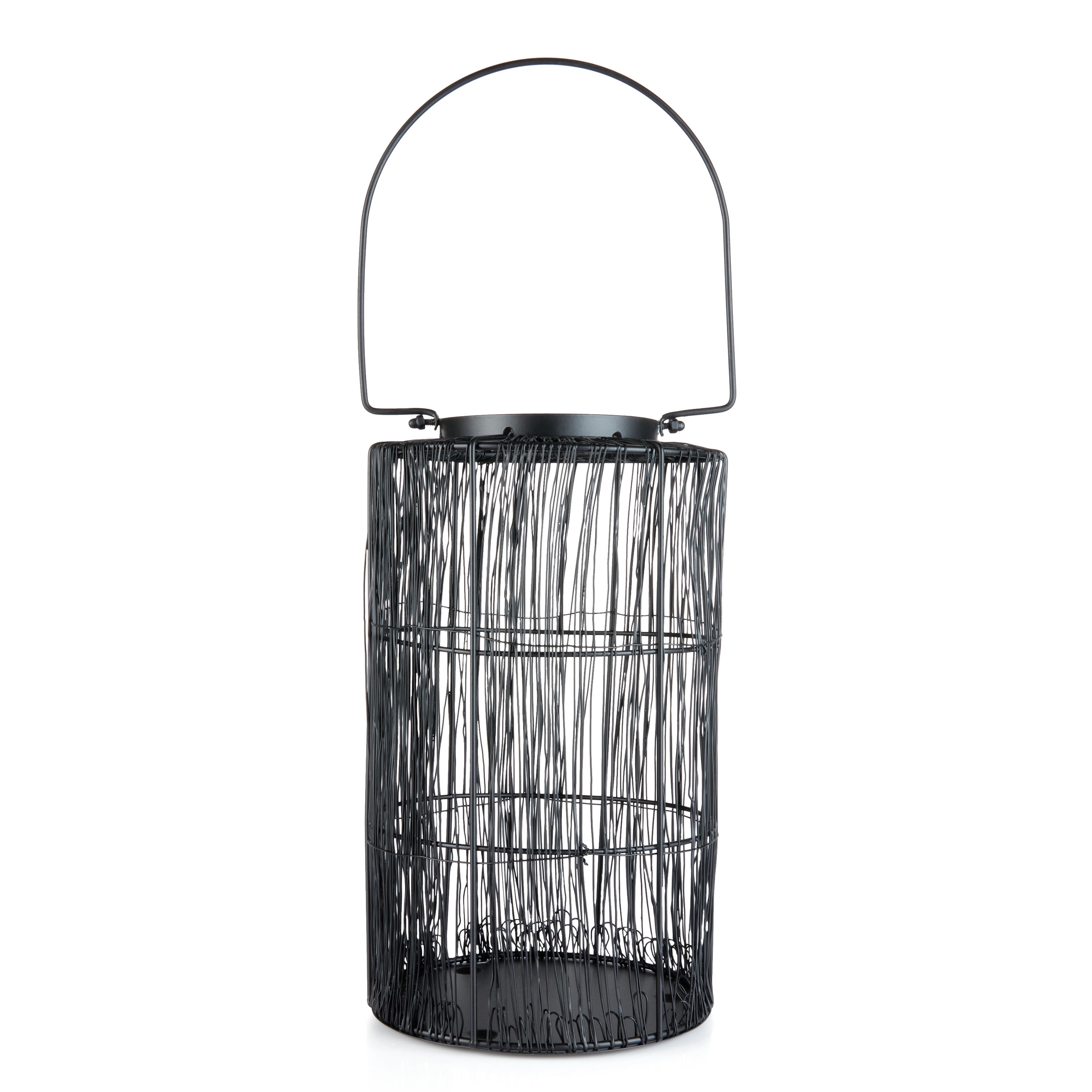 Holiday Time Black Metal Finish outdoor Hanging Candle Holder Lantern Christmas Decor, 14 inch