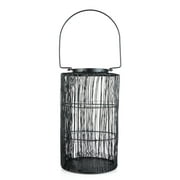 Holiday Time Black Metal Finish outdoor Hanging Candle Holder Lantern Christmas Decor, 14 inch Height