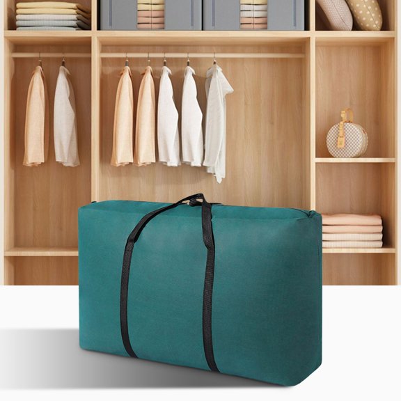SHENGXINY Extra Large Moving Bags with Strong Zippers & Carrying Handles, Storage Bags for Clothes, Bedding, Shoes, Makeup, Moving, Travel Essentials Green 20x14x9in