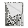thumbnail image 2 of Black and White Soft Flannel Fleece Blanket, Monochrome Funky Blossoms Abstract Pattern Vertical Lines and Leaves, Cozy Plush for Indoor and Outdoor Use, 50" x 70", Black and White, by Ambesonne, 2 of 5