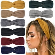 Huachi Workout Headbands for Women Yoga Running Athletic Absorb Sweat Hair Bands Solid Color 8Pcs