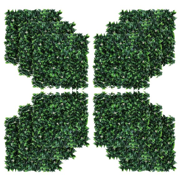 20"X20" Artificial Grass Wall, 12Pcs Hedge Wall Panels, UV-Anti Grass Backdrop Wall Decor, Greenery Privacy Hedge Screen for Indoor Outdoor Patio Balcony Decor
