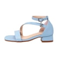 thumbnail image 1 of HXWCHs Girls Open Toe Ankle Strap Low Block Chunky Heels Sandals Blue 11-11.5 Years, 1 of 6