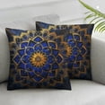 thumbnail image 3 of Acheng Gold and Blue Abstract Art Short Plush Pillowcase Set of 2 White, 3 of 7
