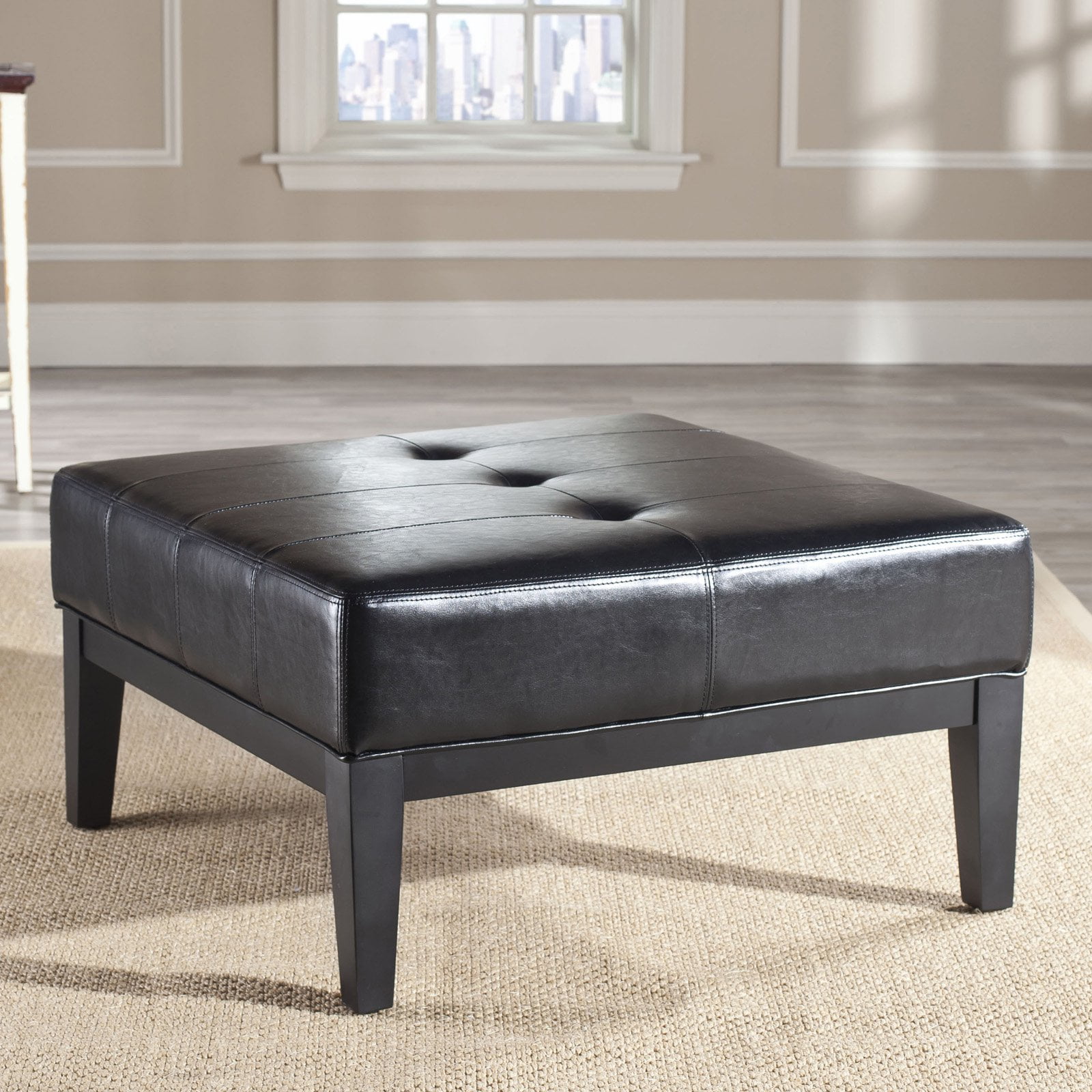 Safavieh Fulton Small Square Leather Cocktail Ottoman