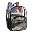 thumbnail image 2 of PVC Transparent Backpacks Clear Backpack for Travel and Outings Red White and Blue Rooster, 2 of 7