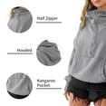 thumbnail image 4 of Women Oversized Half Zip Hoodie High Neck Drawstring Sweater Y2K Long Sleeve Pullover Casual Sweatshirt with Pockets, Light Grey, L, 4 of 7