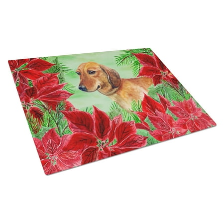 

Caroline s Treasures Dachshund Poinsettas Glass Cutting Board Large