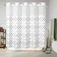 thumbnail image 6 of No Hook Shower Curtain, Grey Boho Shower Curtains for Bathroom with See Through Top Window, Vintage Ethnic Tribe Abstract Art Waterproof & Washable Bath Curtain 66"x72", 6 of 9