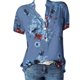 thumbnail image 1 of Gibobby Camisas De Vestir Blusa de camisa corta con bolsillo Blusa de mujer de talla grande con estampado de manga fácil para mujer（Azul， XXL), 1 of 5