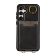 thumbnail image 7 of Wallet Back Case for Samsung Galaxy A14 5G with Wrist Strap, Stylish Magnetic Card Holder Finger Ring Kickstand PU Leather Lanyard Shockproof Slim Phone Case for Samsung Galaxy A14 5G, Black, 7 of 7