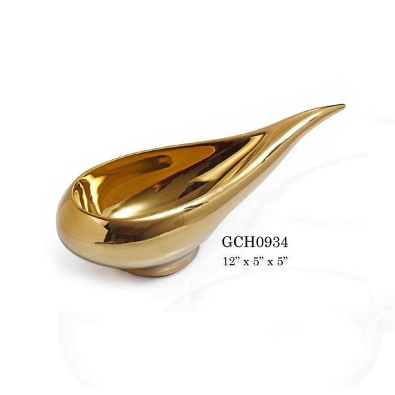 Amazing Rugs, LLC Teardrop Decorative Dish in Porcelain with Polished Chrome Finish