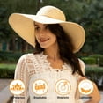 thumbnail image 5 of Women Sun Hat Large Head Adjustable Floppy Sun Hats for Women Wide Brim Beach Hat Beach for Women with Chin Strap, Mix Beige,M/L, 5 of 5