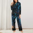 thumbnail image 2 of Picia Cool Blue Light Wolf Pattern Women’s Long-Sleeve Sleepwear Set - Soft 2-Piece Loungewear with Pockets, Comfy PJs for Relaxing Nights-Large, 2 of 7