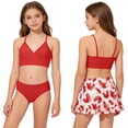 thumbnail image 3 of HAJWOH Girls Swimsuit 3 Piece Bathing Suits Floral Print Swimwear Bikini Sets with Cover Ups Beach Skirt for 8-18 Years, 3 of 5