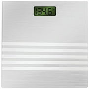 Bally Total Fitness Digital Bathroom Scale- Glass, 400lb Capacity, Large Digital LCD Display -Silver