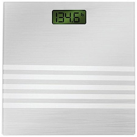 Bally Total Fitness Digital Bathroom Scale- Glass, 400lb Capacity, Large Digital LCD Display -Silver