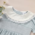 thumbnail image 4 of ZEHJUHAN Toddler Girls Cute Puff Short Sleeves Lace Crew Neck Princess Party Dress Outfit for Summer Blue，18-24M, 4 of 7