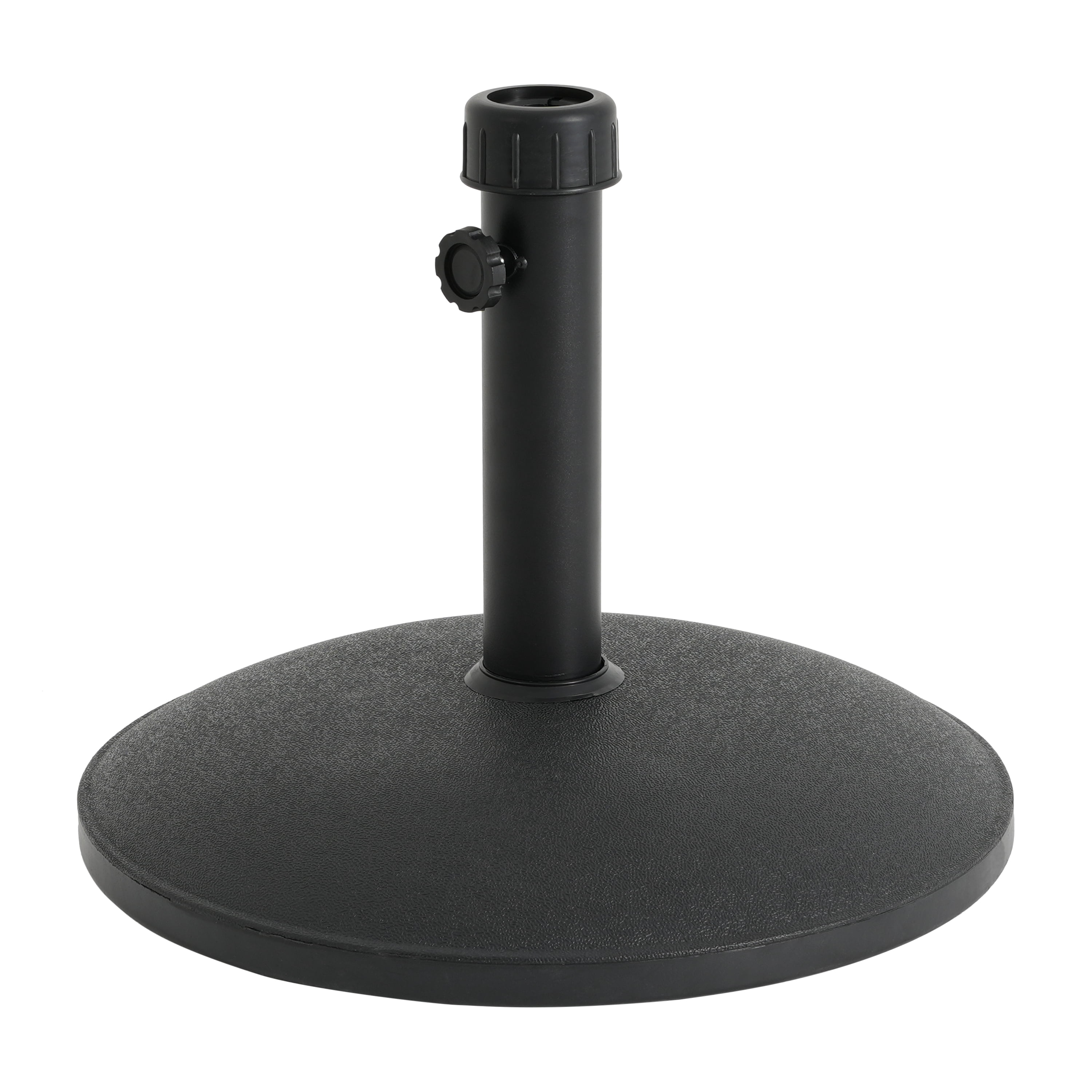 Umbrella Base 35 Pound Round with Concrete Fill and Resin Shell, Patio Umbrella Stand and Outdoor Shade Base, Black