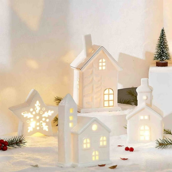 Ceramic Decorations under $5! Cagogo Christmas Day Ceramic Decorations, Luminous Christmas Deer Snowman Old Man, Holiday Scene Decoration Ornaments, Festive Home Decor, Seasonal Ceramic Collectibles