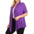 thumbnail image 3 of Women's Plus Size Short Sleeves Draped Open Front Solid Cardigan, 3 of 6