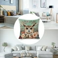thumbnail image 3 of Owl antlers flowers Linen toss pillowcase Decoration pillowcase Gift preferred 18x18" Cushion cover 2 set Sofa pillowcase Sofa bedroom living room car, 3 of 8