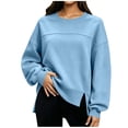 thumbnail image 3 of Women's Oversized Crewneck Sweatshirt Long Sleeve Side Slit Loose Pullover Tops Casual Fall Winter Sweatshirt, 3 of 9