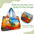thumbnail image 3 of Wrapables Large Foldable Oil Painting Nylon Reusable Grocery Bag, Beachside, 3 of 5