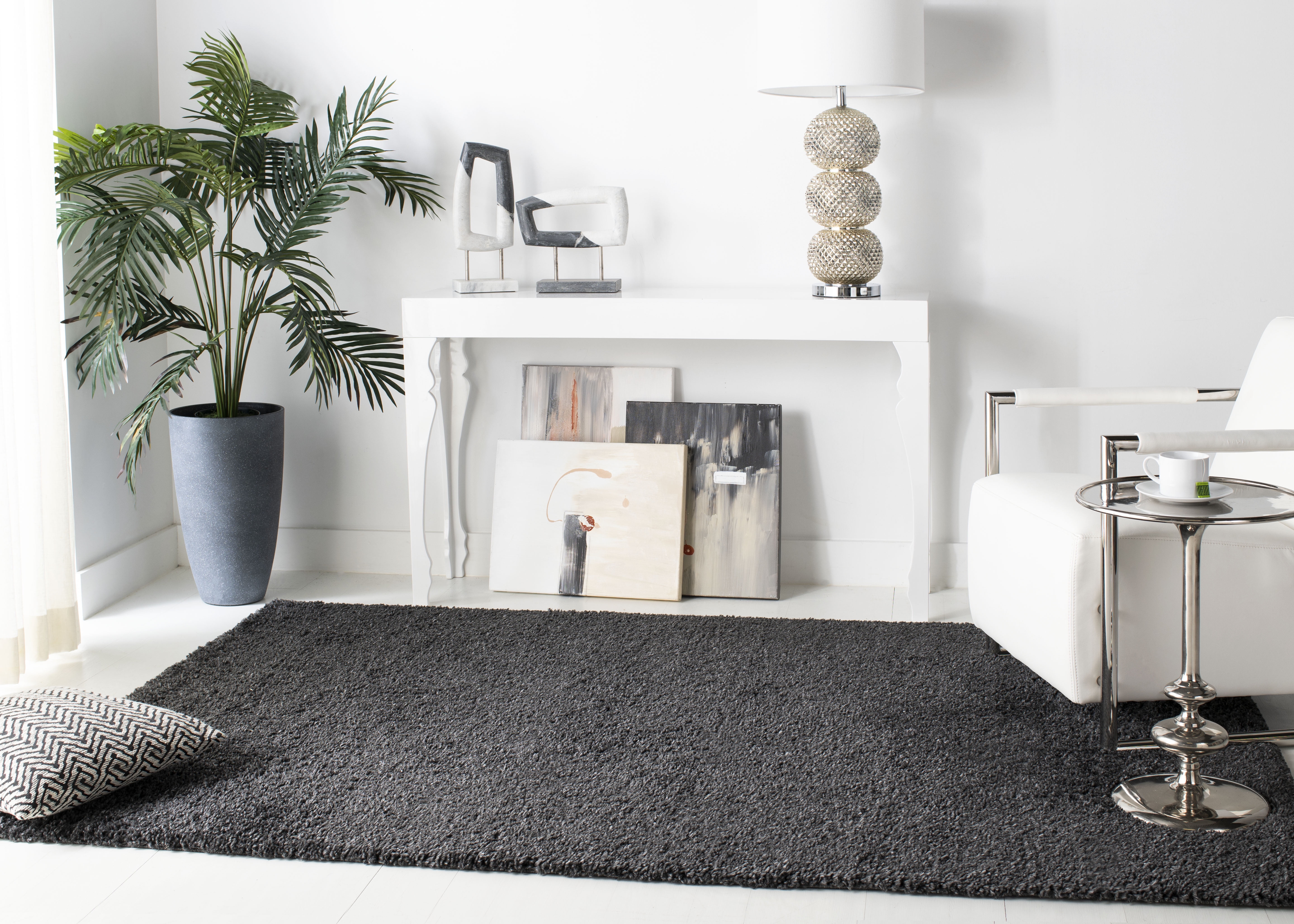 Safavieh August Carlene Solid Plush Shag Area Rug, Charcoal, 6' x 8'