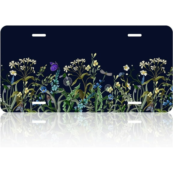 JUSIP Front License Plate,Personalise Black White American Flag Cross License Plate, 6.2" X 12.2" 4 Screws Aluminum Novelty Decorative Car License Plate Vanity Tag for Men Women Gifts